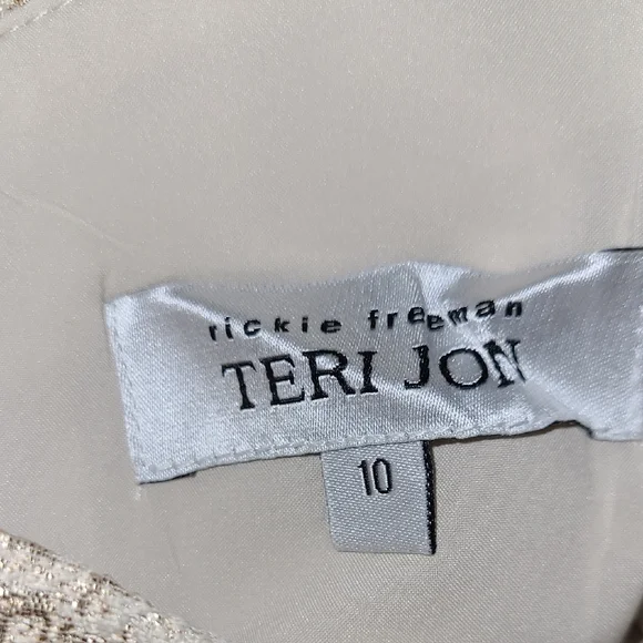 Teri Jon by Ricki Freeman One shoulder Asymmetrical Gold Dress - Picture 6 of 6